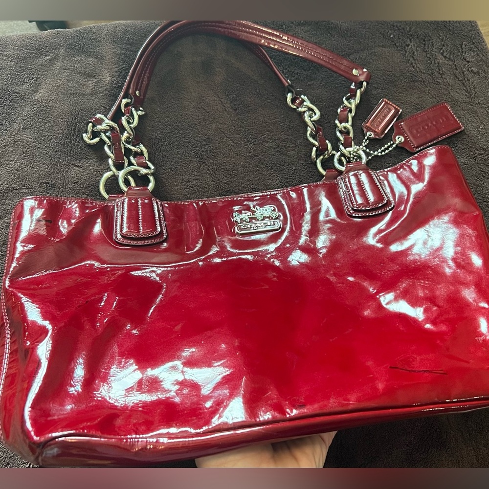 Coach Patent Red Leather Handbag